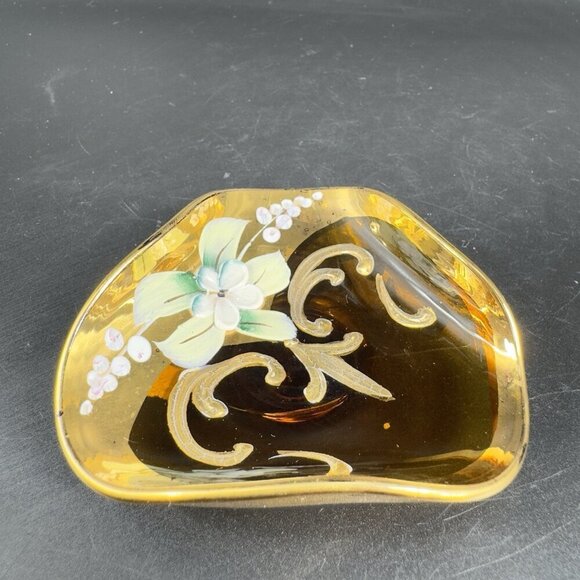 Venetian Art Glass Folded Dish Small Trinket Holder Ashtray Made In Italy Glass - Picture 8 of 11